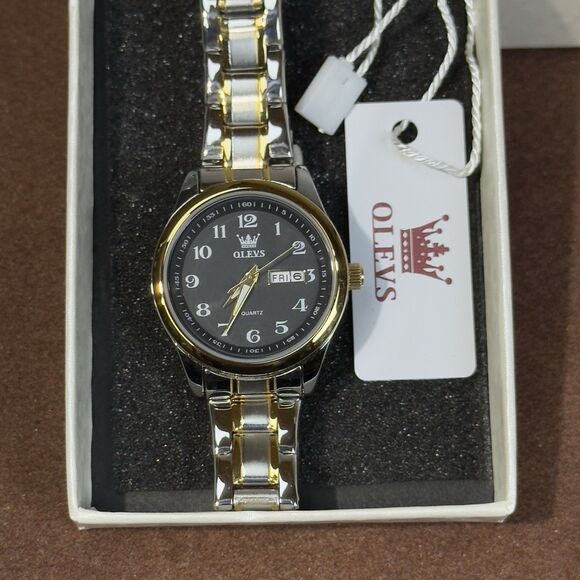 OLEVS Accessories - OLEVS Women’s Quartz Watch Black Dial Two-Tone Stainless Steel Date Day 5567L